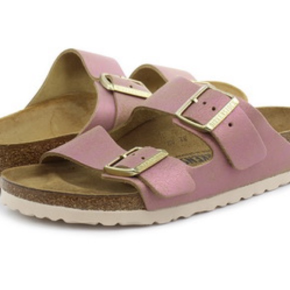 Birkenstock Arizona Washed Metallic Pink Sandals - Picture 7 of 7